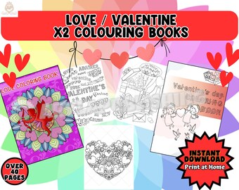 Valentine's Day Coloring Book Bundle | 48 Romantic Images (Instant Download PDF)