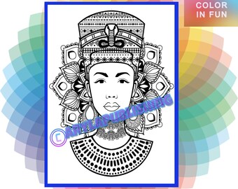 Black Queen coloring page printable colouring page Adult color sheet instant download