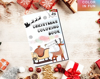 Christmas Coloring Book, 24 Winter Images (PDF Pattern)