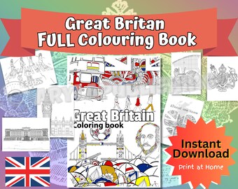 Great Britain Coloring Book, British Landmarks & Quiz (PDF)
