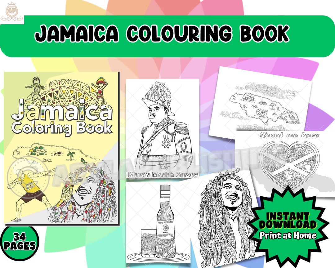 Jamaica Colouring Book Printable Coloring Page Adult Instant Download ...