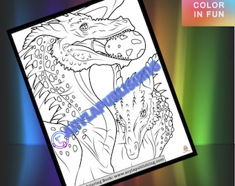 Dragon coloring page printable colouring page Adult color sheet instant download
