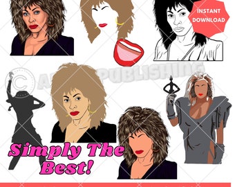 Tina Turner Art – SVG JPG PNG Clipart (Instant Download)
