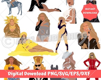 Beyonce Inspired Printable Files Art - SVG PNG Clipart Create your own Instant Download