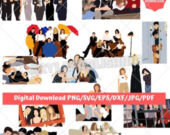 Arte imprimible de la serie Friends: imágenes prediseñadas SVG y PNG (descarga instantánea)