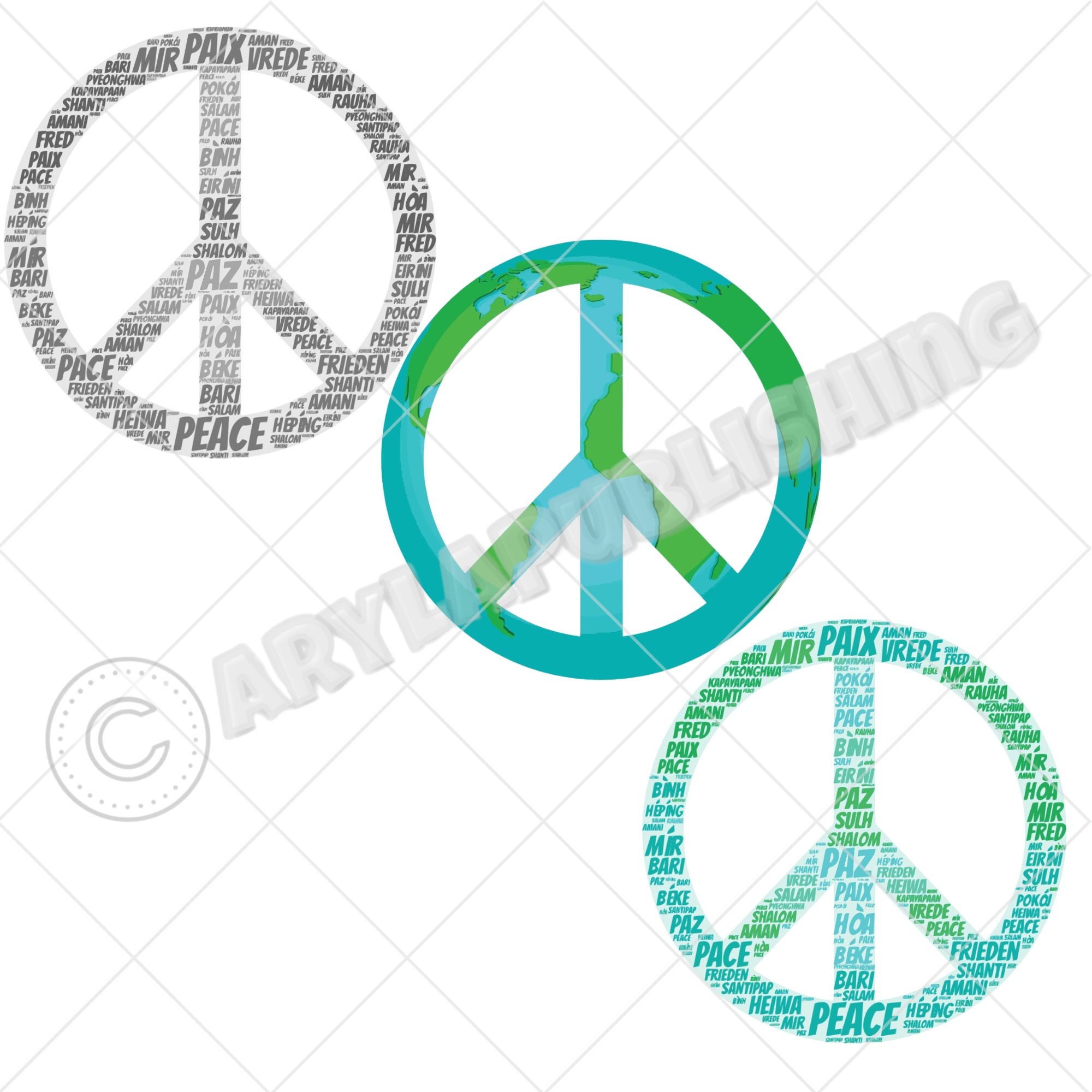 World Peace Printable Files Art SVG JPG PNG Clipart Create Your Own ...