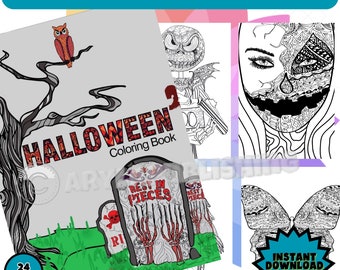 Halloween kleurboek afdrukbare kleurplaat Volwassene direct downloaden