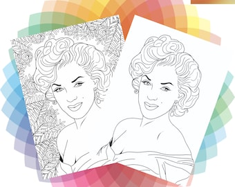 Marilyn Monroe coloring page printable colouring page Adult color sheet instant download x2