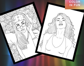 Aaliyah coloring page printable colouring page Adult color sheet instant download x4