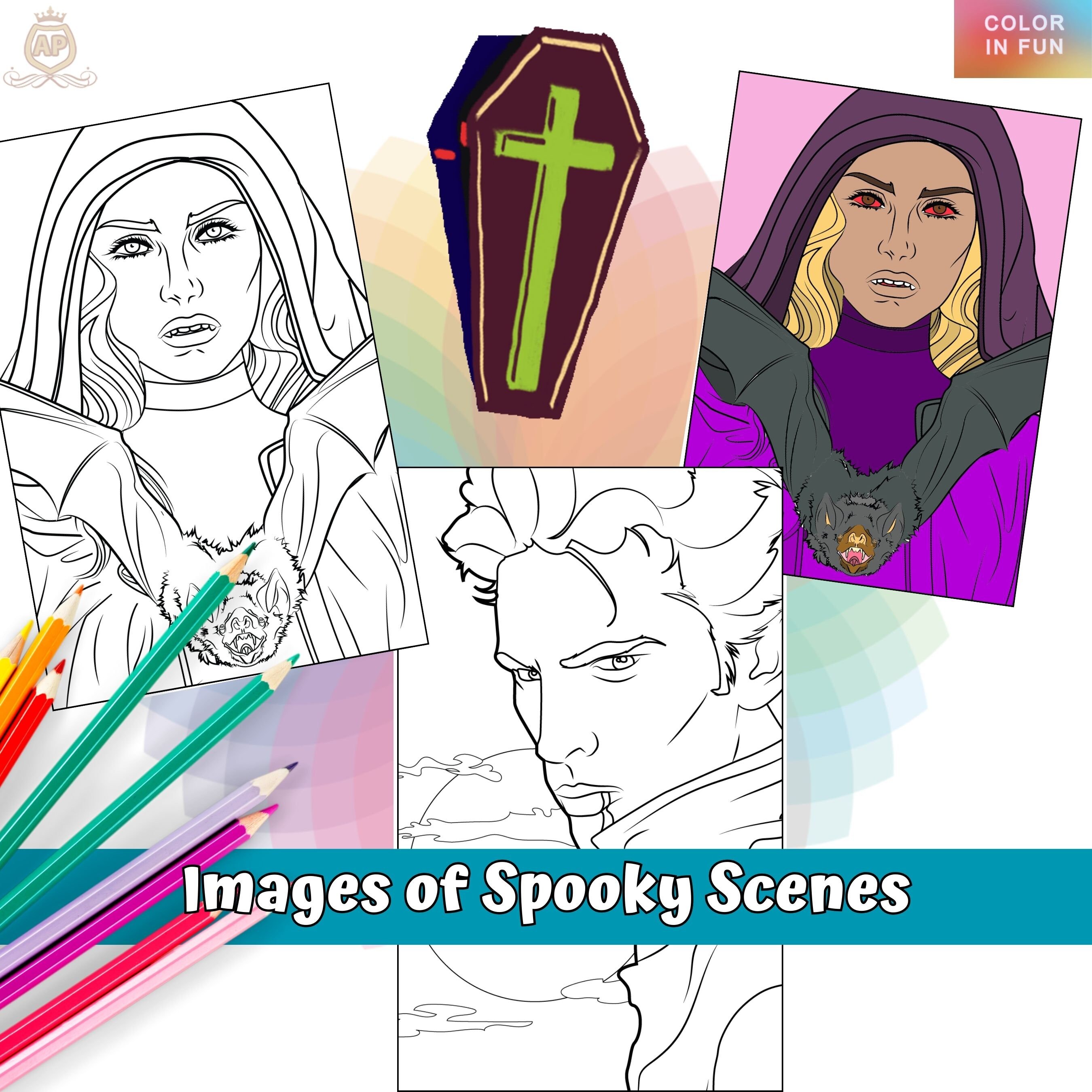 Vampire Coloring Book Printable Colouring Page Adult Instant Download ...