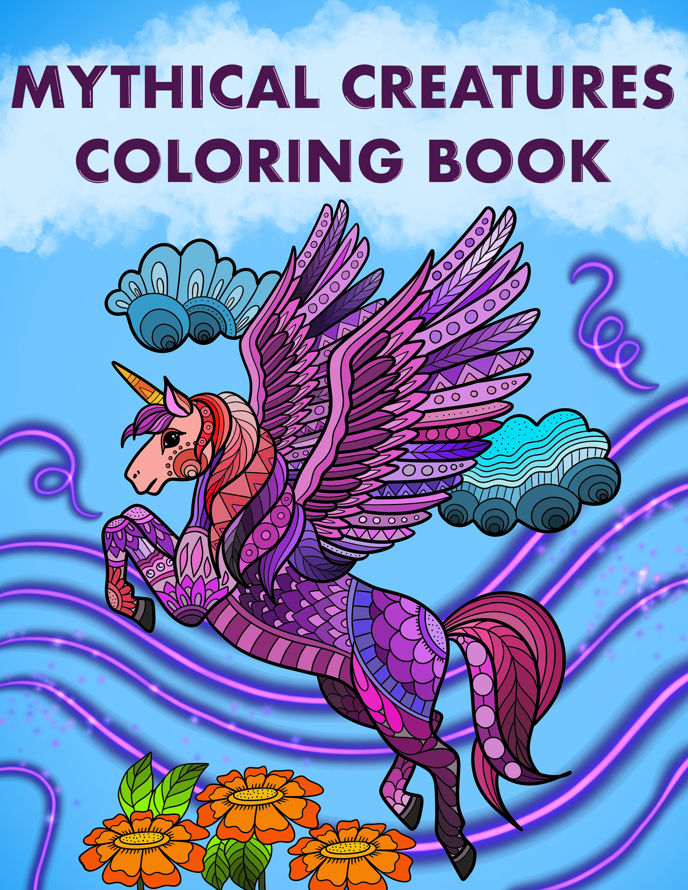 Flying Unicorn Mythical Creature Coloring Page Printable - Etsy