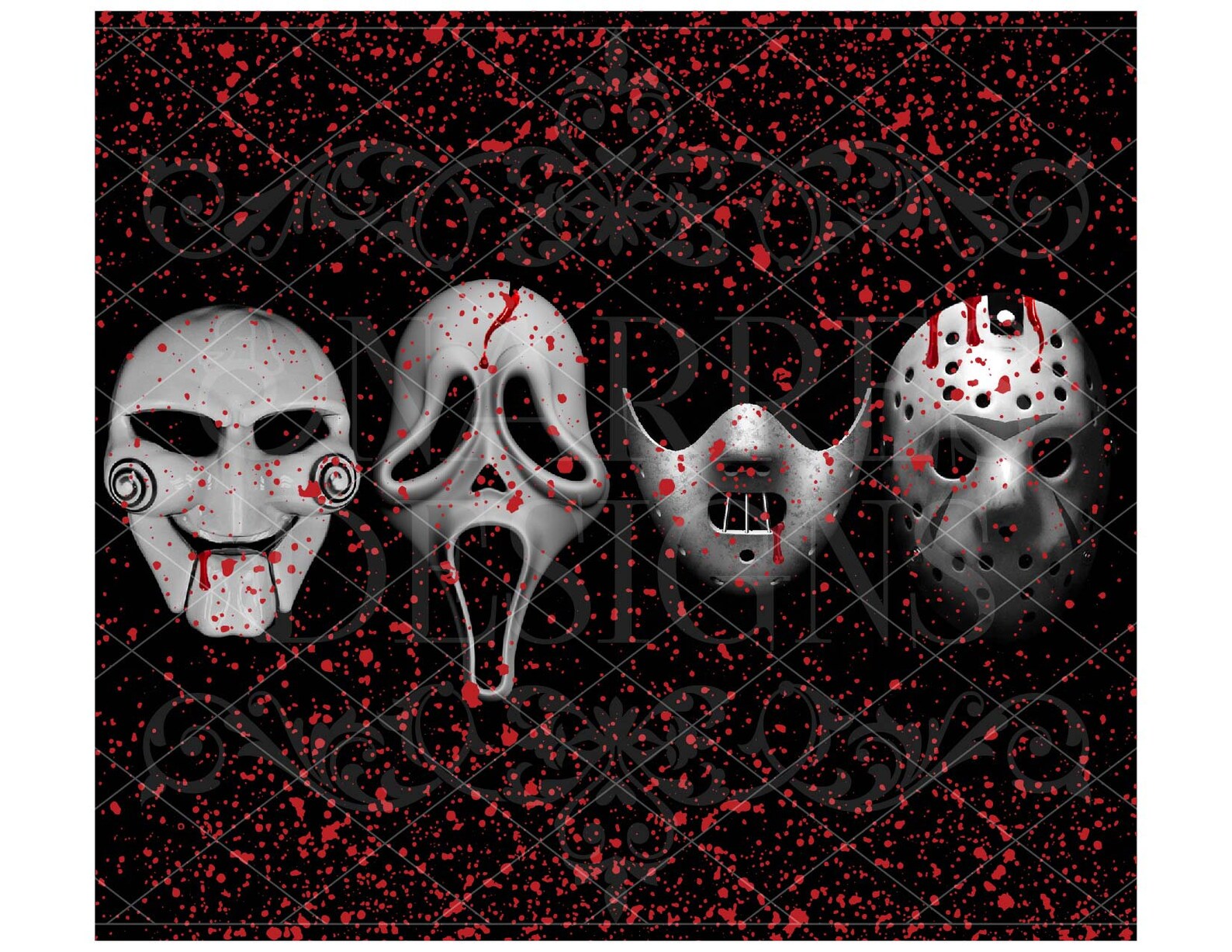 Halloween Horror Masks Tumbler Wrap 20oz STR Printable JPG Etsy