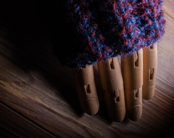 Mismatched Tweed Knit Fingerless Gloves