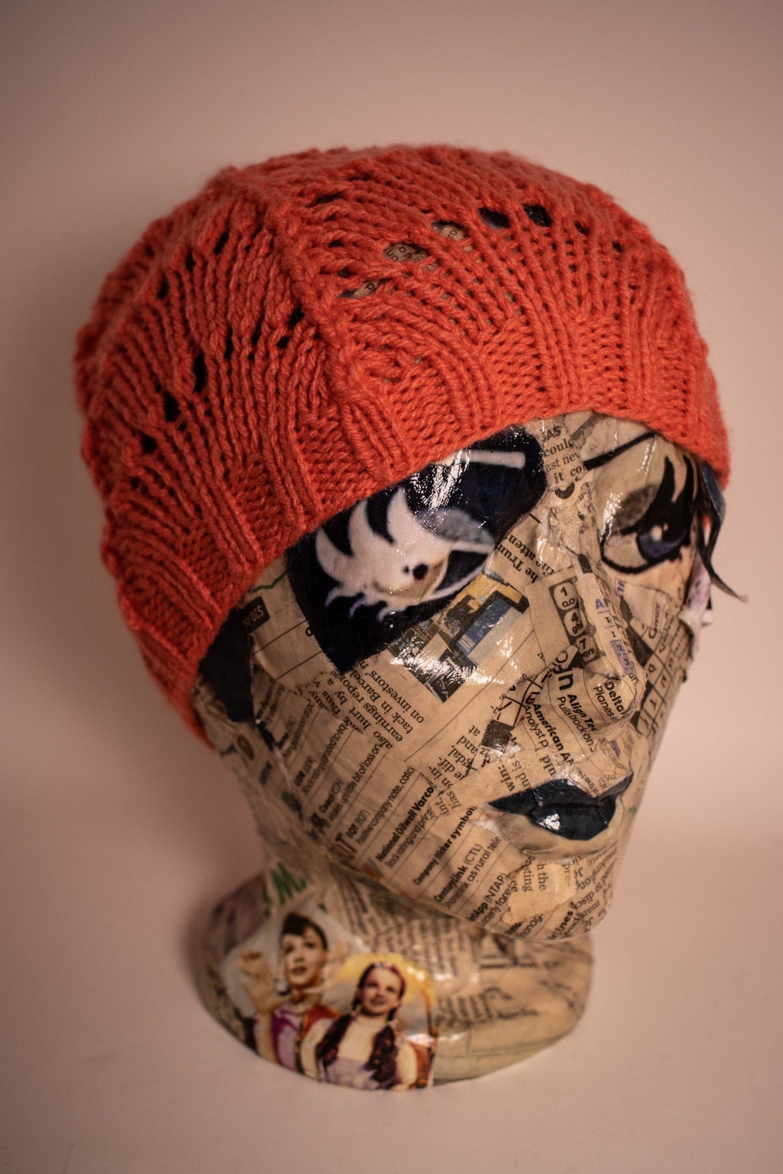 Salmon Lace Knit Hat Etsy