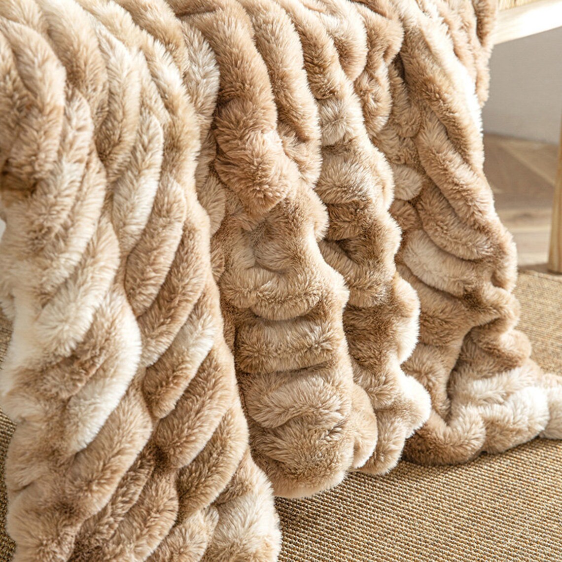 Ruched Tie Dye Faux Fur Throw Blanket 50x60'' Ultra Etsy