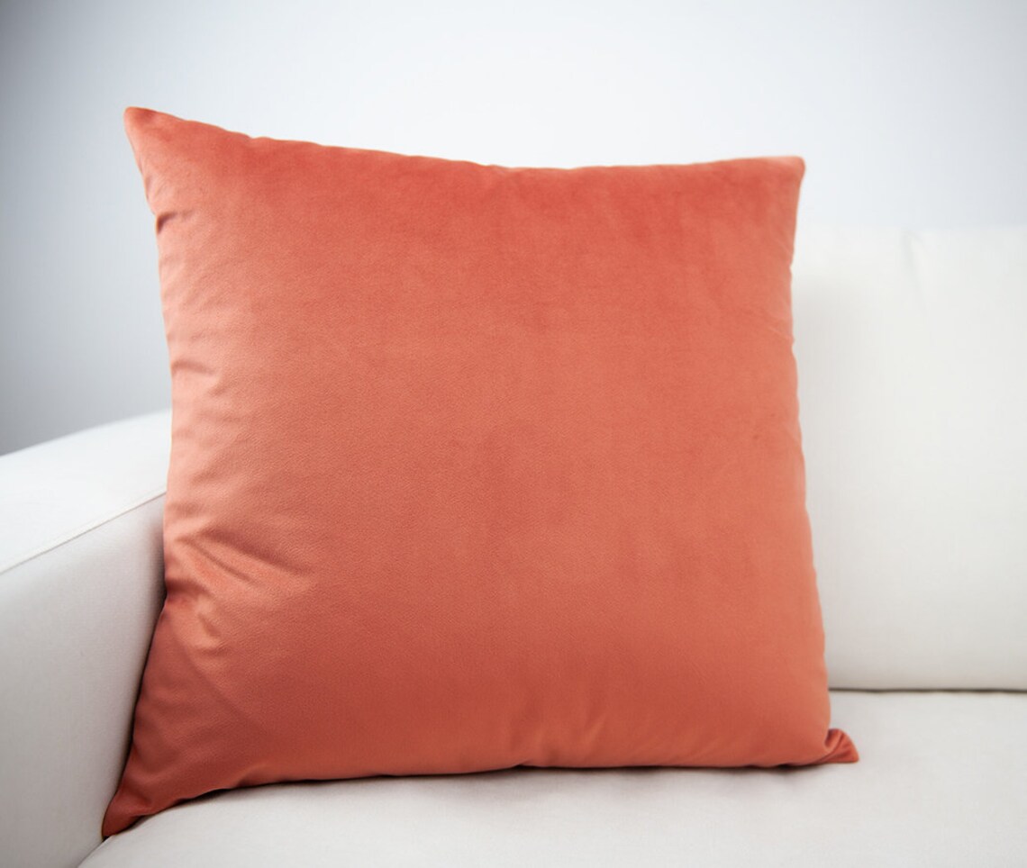 Velvet Throw Pillow Cover 20x20'' Burnt Orange Rust Etsy