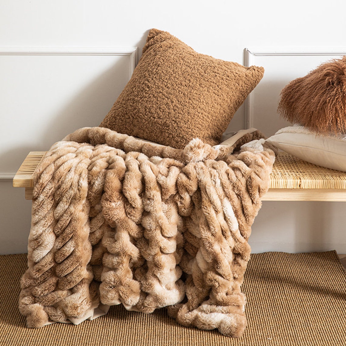 Ruched Tie Dye Faux Fur Throw Blanket 50x60'' Ultra Etsy