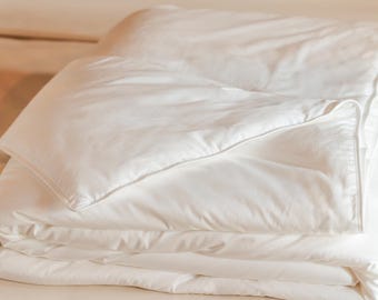 Mulberry Silk-filled Duvet Insert with Luxe Cotton: Highest Grade Double Cocoon Silk, Hypoallergenic Thermoregulating Soft Fluffy