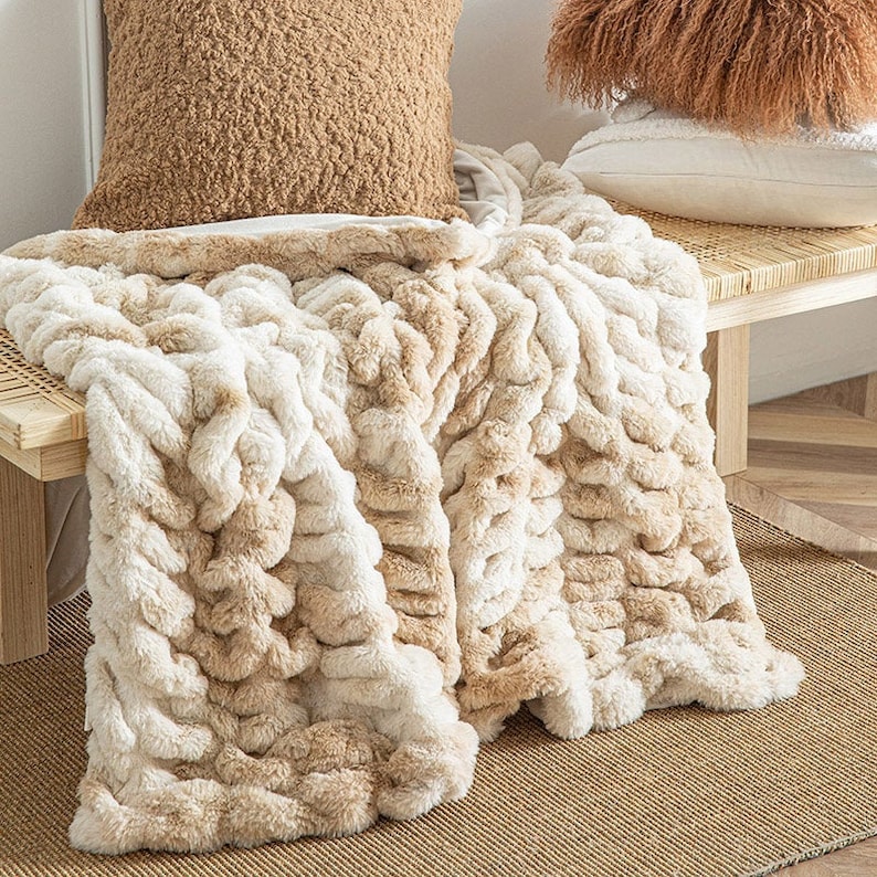 Ruched Tie Dye Faux Fur Throw Blanket 50x60'' Etsy Australia