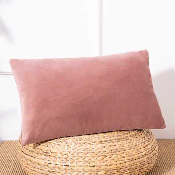 Velvet Lumbar Throw Pillow COVER 12x20'' Dusty Pink Etsy