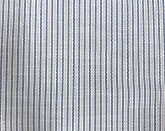 1.5 Yards Serena & Lily Shirting Stripe / Perennials Tick Tock Stripe Chambray Blue Gray Upholstery Fabric - CJ