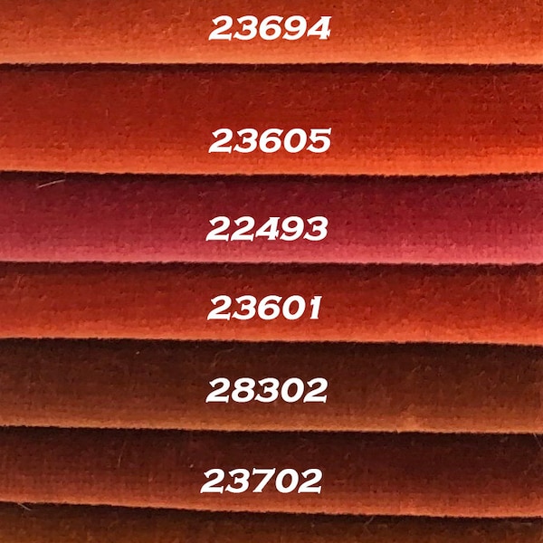 Imported Cotton Velvet Upholstery Fabric Salmon & Umber Tones. PLEASE ORDER SAMPLE using dropdown box prior to fabric purchase.