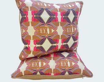 Custom Throw Pillow Covers - Pair of Kristy Stafford Ingrid Cream Linen Blend Pillow Covers, 20" x 18.5"