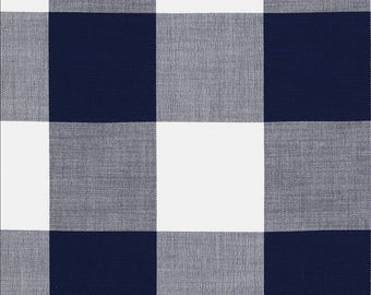 2 yards Serena & Lily Perennials Performance Gingham Navy Blue In/Outdoor Upholstery Fabric - CL