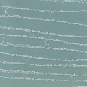May include: A close-up of a textured fabric with horizontal stripes. The fabric has a light teal background with white, textured stripes running across it. The stripes have a frayed, uneven appearance, adding visual interest.