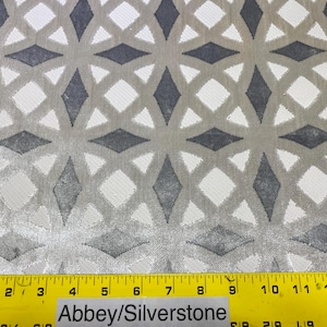 1.75 yards European Textiles Kraus Gray Geometric Multipurpose Cut Velvet Upholstery Fabric HG