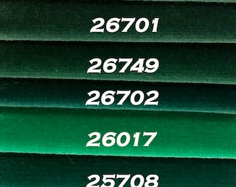 Imported Cotton Velvet Upholstery Fabric Jewel Green Tones.  PLEASE ORDER SAMPLE prior to purchase.  By the Yard.