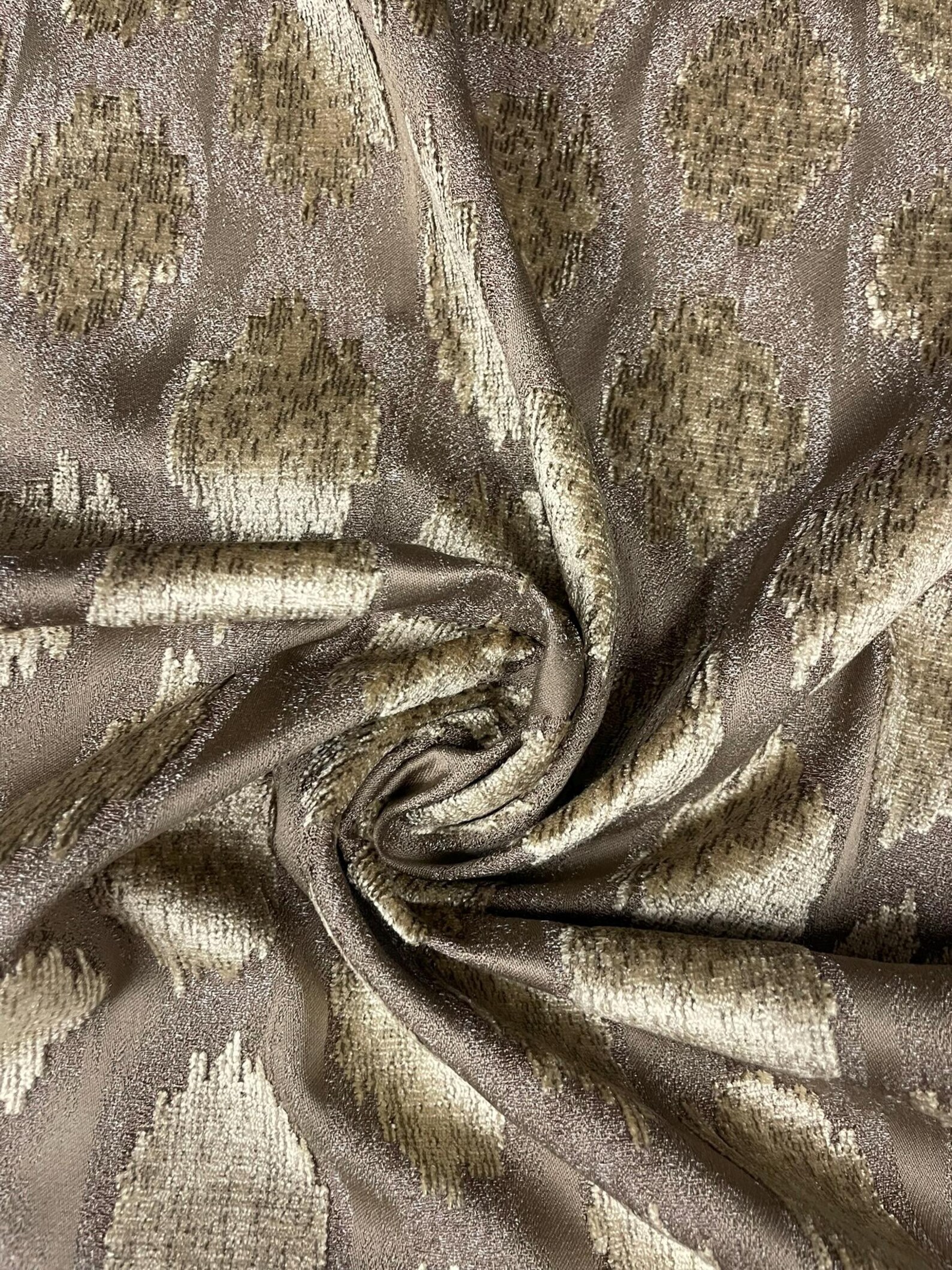 8 Yards Zoffany Ikat Spot Antique Gold Velvet Upholstery Drapery Fabric ...