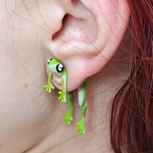 Hand Painted Frog Earrings "Green"