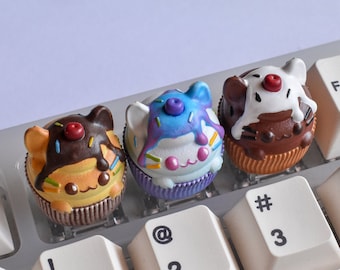 Cat keycap, CupCake keycap, Food Keycap, Custom keycap, Artisan keycap, Cat Keyboard
