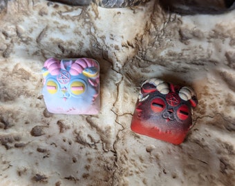 Satanic Cute Goat Resin Keycap for Mechanical Keyboards With Cherry Mx Switches, Pastel Goth Goat, Satanic Goth Goat, Occultism Keycap