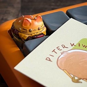 Cute Cat Hamburger Resin Keycap V2 for Mechanical Keyboards With Cherry Mx Switches