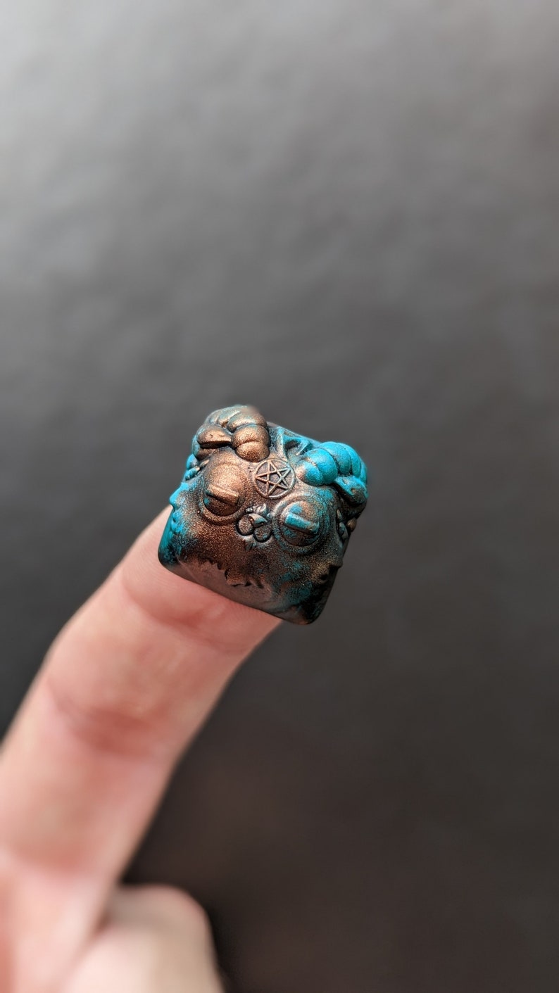 Gmk Copper Artisan Keycap Satanic Goat Keycap Beelzebeth Etsy