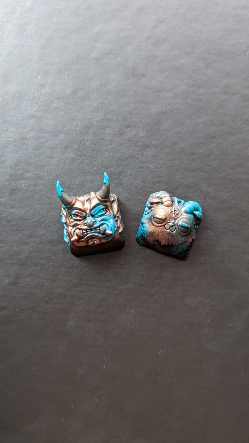 Gmk Copper Artisan Keycap Satanic Goat Keycap Beelzebeth Etsy