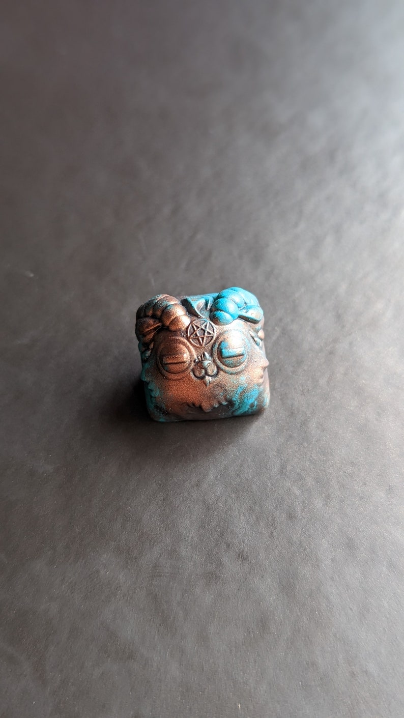 Gmk Copper Artisan Keycap Satanic Goat Keycap Beelzebeth Etsy