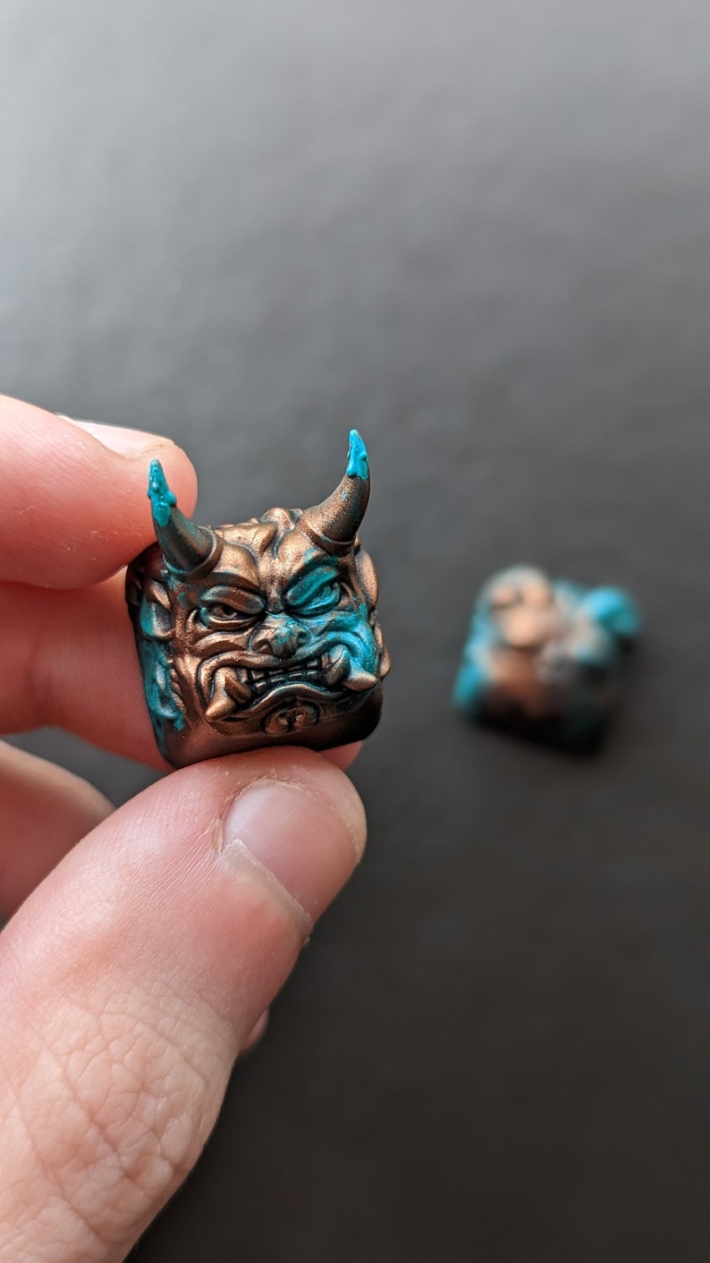Gmk Copper Artisan Keycap Satanic Goat Keycap Beelzebeth Etsy
