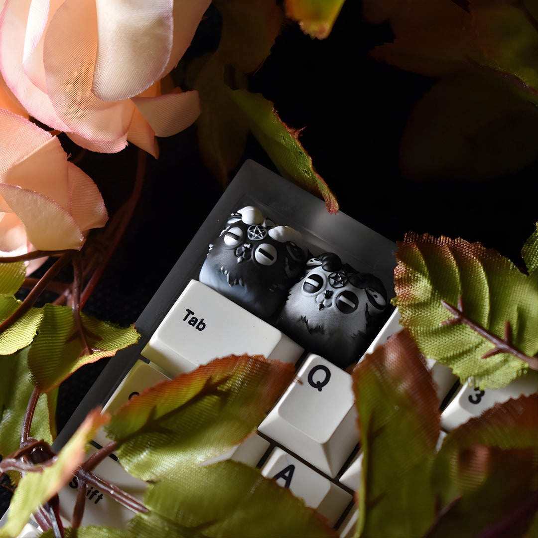 Goth Key Cap Set Satanic Cute Goat Resin Keycap for Mechanical Keyboards With Cherry Mx ...