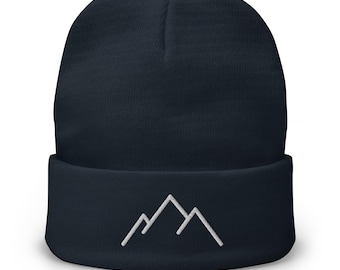 Mountain Outline Embroidered Beanie