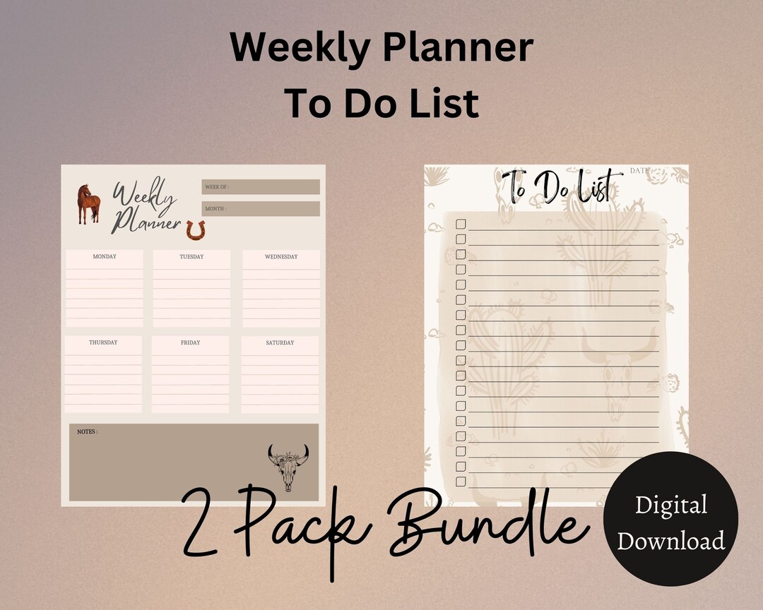 Weekly Planner to Do List Western Planner Printable Etsy
