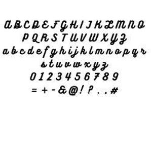 May include: A black, cursive font set featuring uppercase and lowercase letters, numbers, and symbols. The letters are in a flowing, handwritten style, suitable for various design projects.