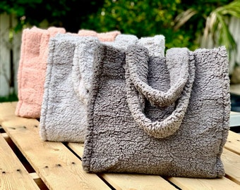 Teddy Tote Bag -Sherpa Tote Bag - Fashion Tote  - Fuzzy Bag - Sherpa  - Faux Fur Tote - Teddy  Bag - Fashion Bag - Gift for her