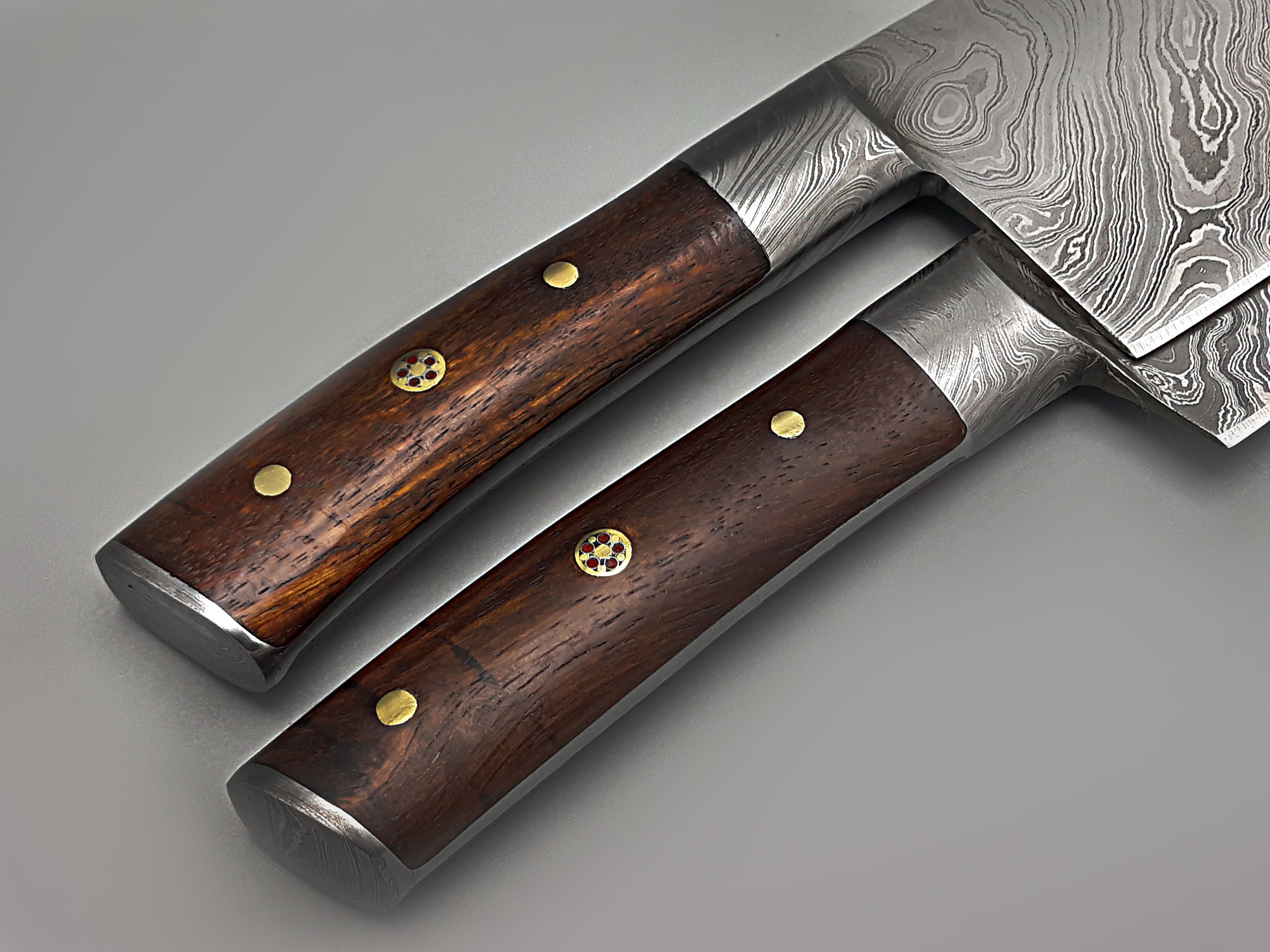 Custom Hand Knife Set of 2 Damascus Steel Knives Fixed Etsy