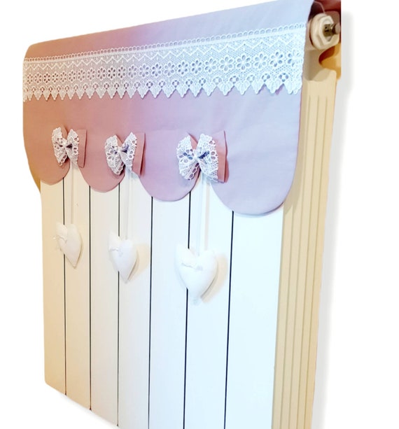 Buy Shabby Radiator Cover With Symmetrical Waves and Suspended Hearts. Mod.  mirea Plus Application of Macramé on the Base and Bows. Online in India 