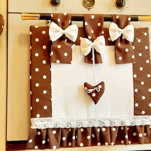 Shabby ovenafdekking, ovenafdekking, ovenafdekking, glazen ovenafdekking, stoffen ovenafdekking.  Armoedig chic