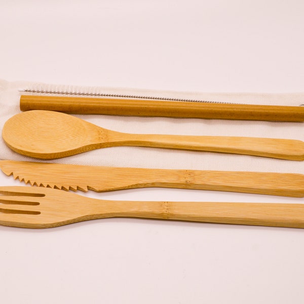 Personalized Bamboo Cutlery Set Engraved