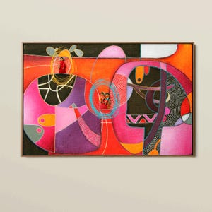 original figurative painting, Large wall art on canvas ready to hang, Modern decoration, Vibrant colors, Unique work of art, Peruvian art